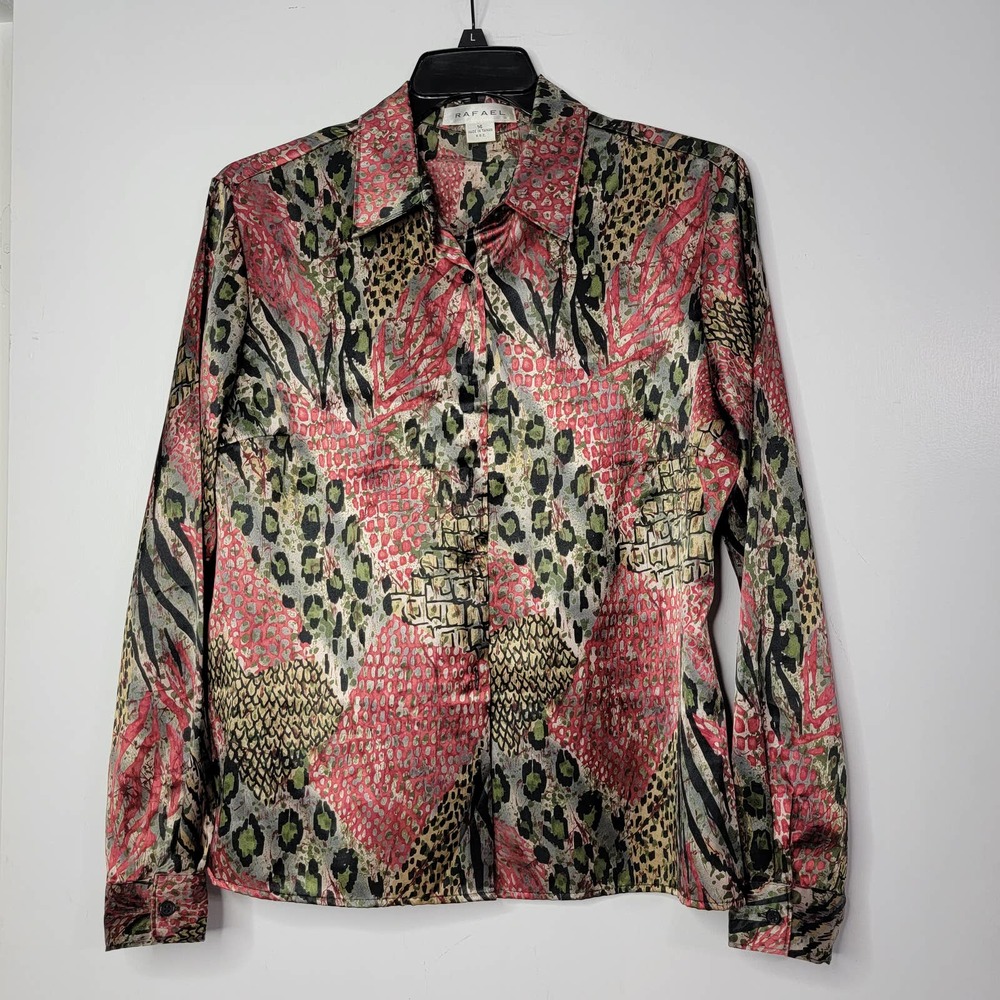14 Rafael Vintage Satin Top Tee Shirt Blouse FF